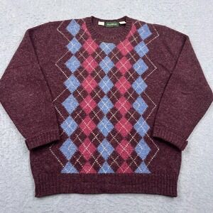 VTG Four Winds Sweater Men's Large Argyle 100% Shetland Wool Knit Crew England